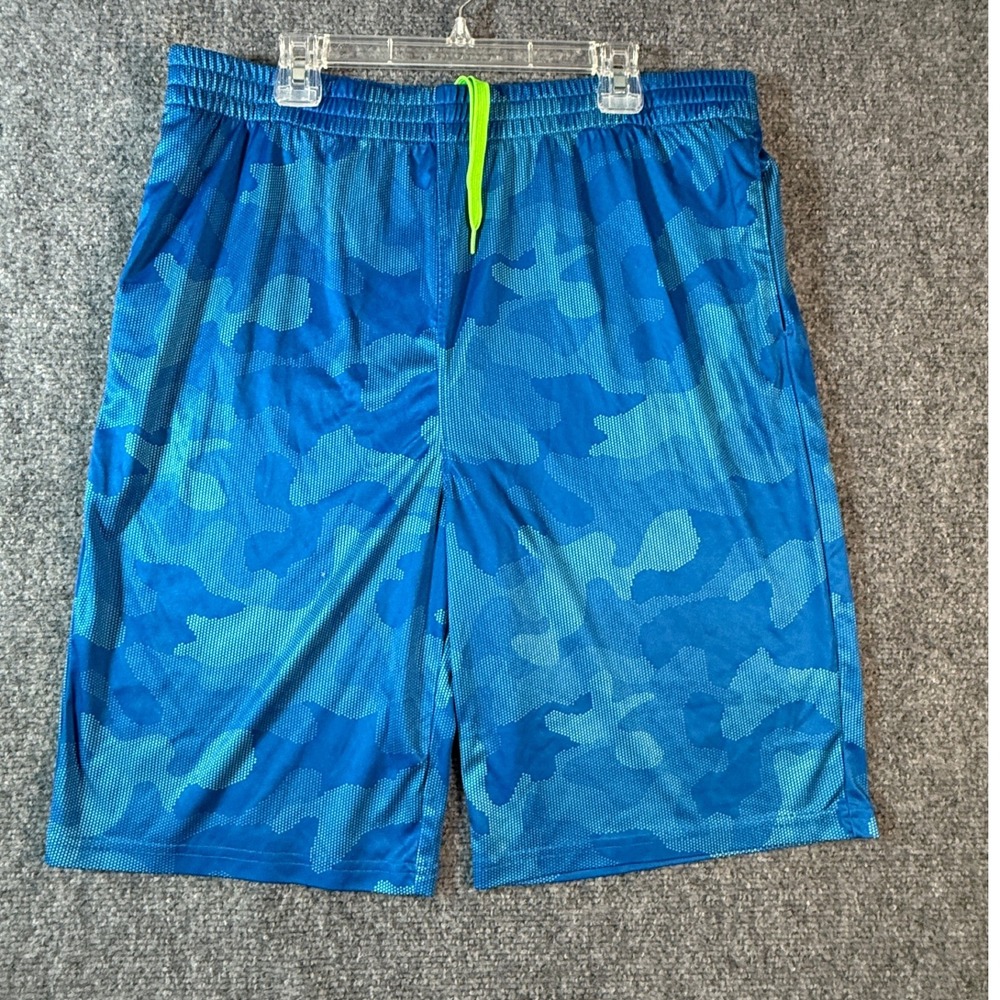 Lands' End Men's XL Blue Camouflage Athletic Shorts‎ Activewear Gym